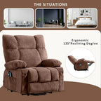 Fauteuil inclinable électrique bleu avec chauffage, massage, chargement USB, rangement latéral et télécommande