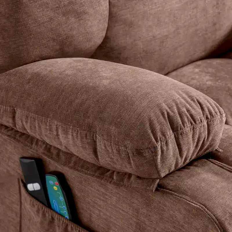 Fauteuil inclinable électrique bleu avec chauffage, massage, chargement USB, rangement latéral et télécommande