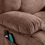 Fauteuil inclinable électrique bleu avec chauffage, massage, chargement USB, rangement latéral et télécommande