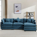 Canapé d'angle moderne en L à 4 places, bleu 112,2 avec pouf amovible, 5 oreillers moelleux et construction robuste