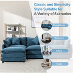Canapé d'angle moderne en L à 4 places, bleu 112,2 avec pouf amovible, 5 oreillers moelleux et construction robuste