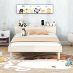 Lit plateforme double blanchi avec port USB intégré