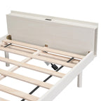 Lit plateforme double blanchi avec port USB intégré