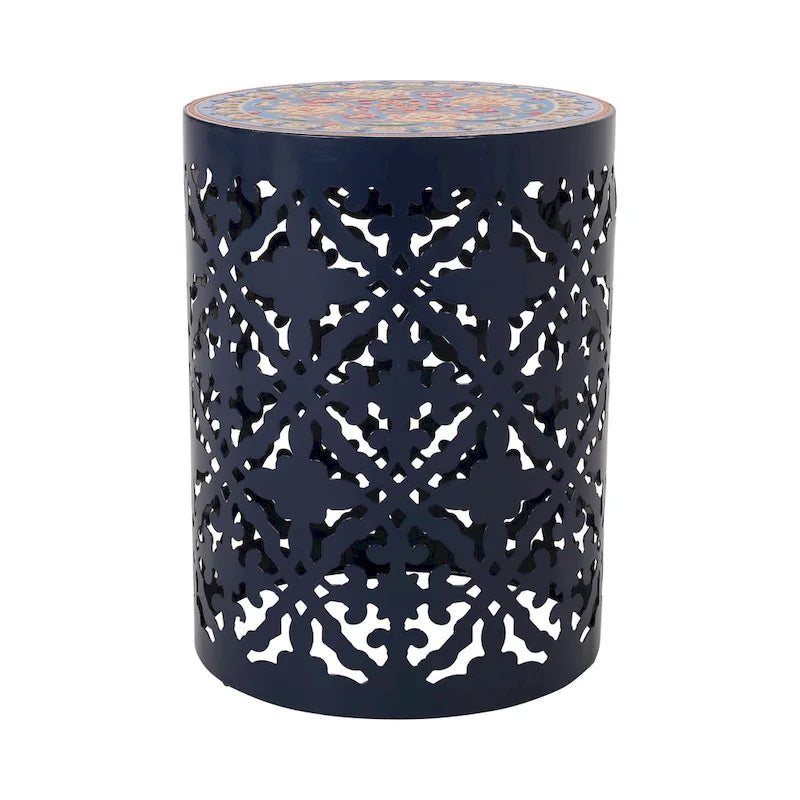 Table d'appoint Chetola d'intérieur en dentelle ajourée avec plateau en carrelage par Christopher Knight Home