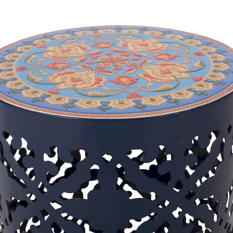 Table d'appoint Chetola d'intérieur en dentelle ajourée avec plateau en carrelage par Christopher Knight Home