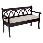 Banc de rangement Coventry avec structure noire antique et coussin de siège beige, à démonter