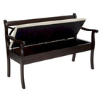 Banc de rangement Coventry avec structure noire antique et coussin de siège beige, à démonter