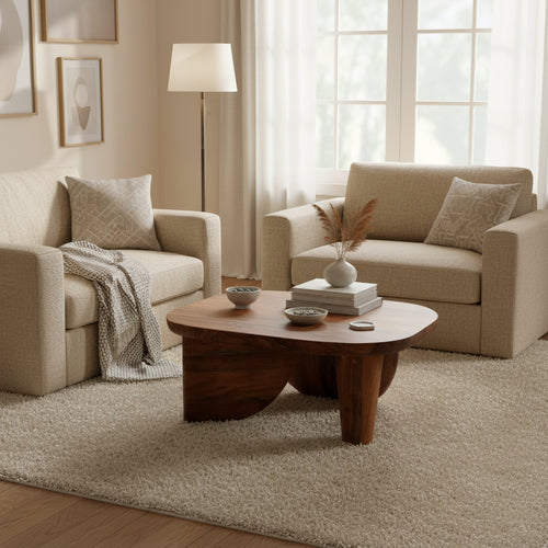 Aurelle Home Rustic Solid Acacia Wood Coffee Table