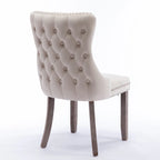 Chaise de salle à manger à dossier cabriolet avec surpiqûres et clous décoratifs
