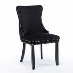 Chaise de salle à manger à dossier cabriolet avec surpiqûres et clous décoratifs