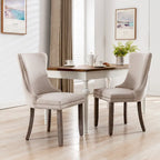 Chaise de salle à manger à dossier cabriolet avec surpiqûres et clous décoratifs