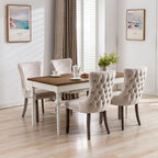 Chaise de salle à manger à dossier cabriolet avec surpiqûres et clous décoratifs