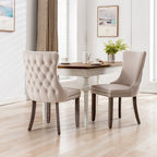 Chaise de salle à manger à dossier cabriolet avec surpiqûres et clous décoratifs