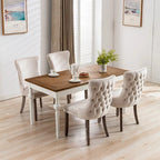 Chaise de salle à manger à dossier cabriolet avec surpiqûres et clous décoratifs