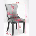 Chaise de salle à manger à dossier cabriolet avec surpiqûres et clous décoratifs