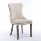 Chaise de salle à manger à dossier cabriolet avec surpiqûres et clous décoratifs