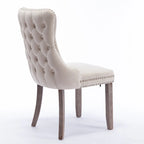 Chaise de salle à manger à dossier cabriolet avec surpiqûres et clous décoratifs