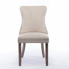 Chaise de salle à manger à dossier cabriolet avec surpiqûres et clous décoratifs