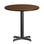 Dessus de table rond stratifié de 30 pouces avec base de 22 x 22 pouces de hauteur - 30 L x 30 P x 31,125 H - 30 L x 30 P x 31,125 H