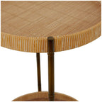 Table d'appoint à 2 étagères en rotin avec pieds en métal inspirés du bambou - Marron - Roche River Decor - 18L x 18P x 26H