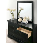Commode 2 pièces Lavina de style transitionnel en bois massif à 8 tiroirs et miroir