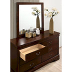 Commode 2 pièces Lavina de style transitionnel en bois massif à 8 tiroirs et miroir