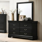 Commode 2 pièces Lavina de style transitionnel en bois massif à 8 tiroirs et miroir