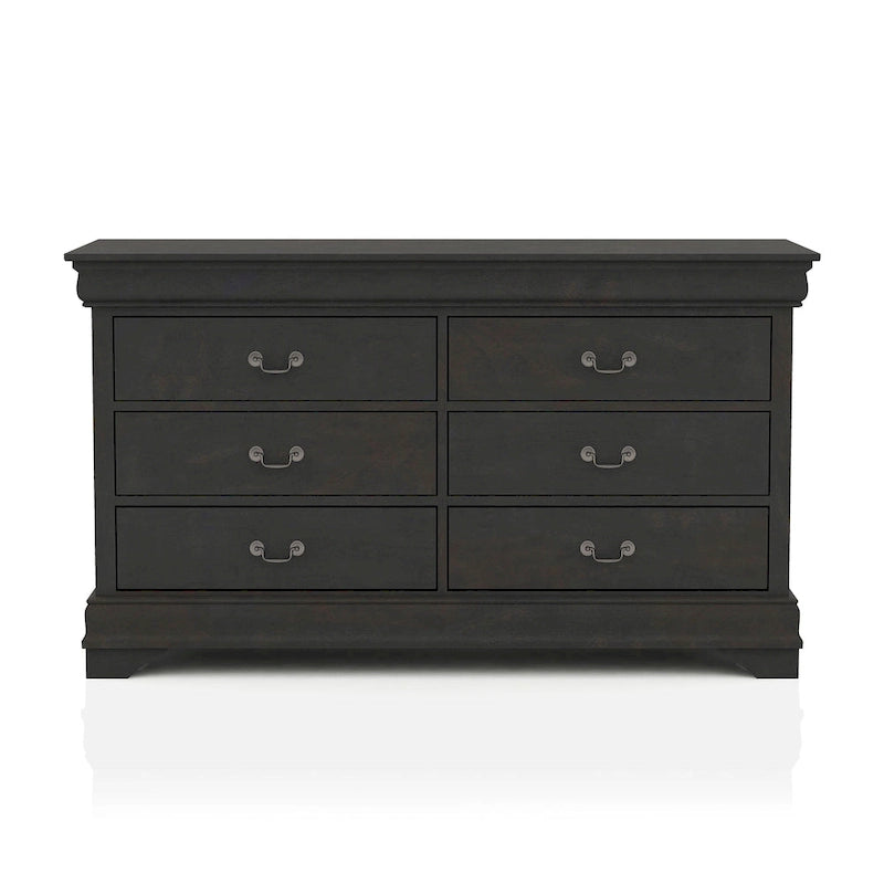Commode 2 pièces Lavina de style transitionnel en bois massif à 8 tiroirs et miroir
