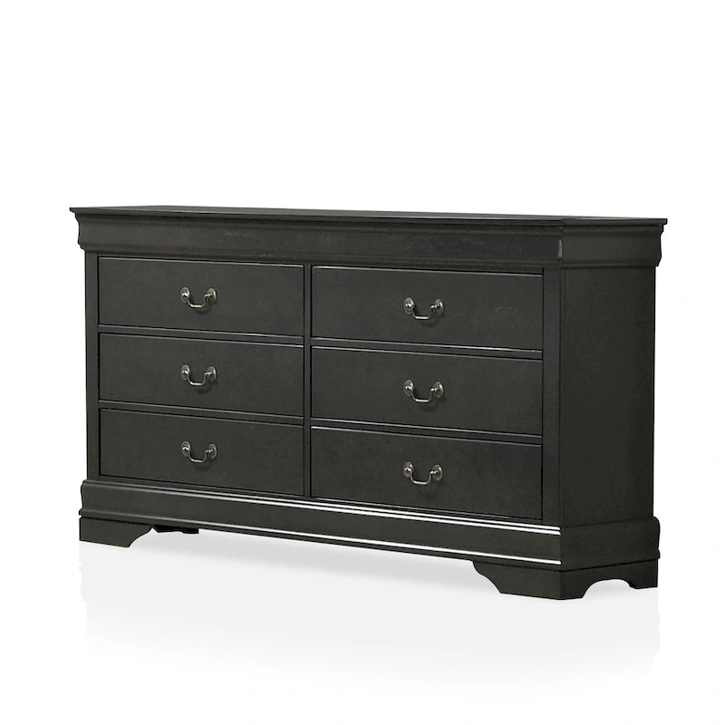 Commode 2 pièces Lavina de style transitionnel en bois massif à 8 tiroirs et miroir
