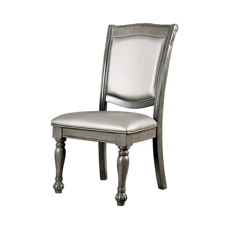 Chaises de salle à manger Tima traditionnelles en similicuir gris (lot de 2)