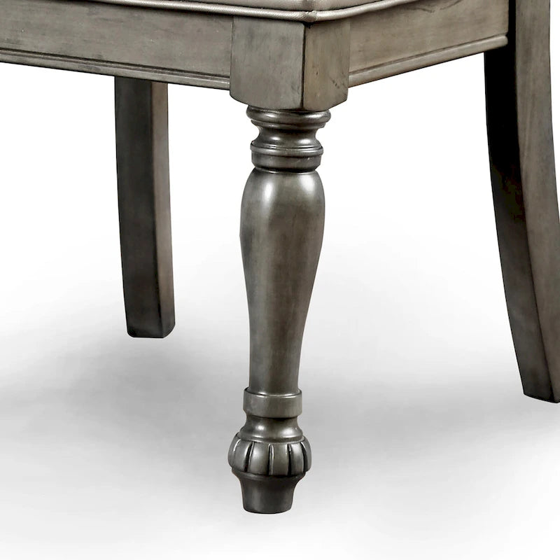 Chaises de salle à manger Tima traditionnelles en similicuir gris (lot de 2)