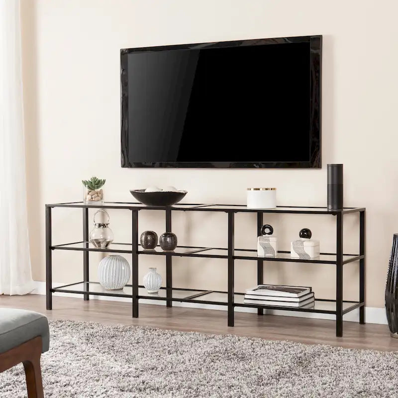 Meuble TV Liberty en métal et verre pour téléviseurs jusqu'à 68 pouces