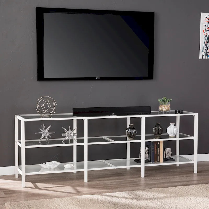 Meuble TV Liberty en métal et verre pour téléviseurs jusqu'à 68 pouces