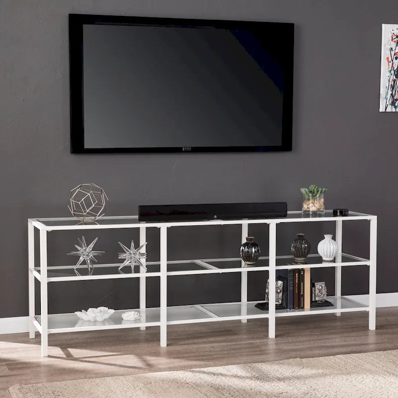 Meuble TV Liberty en métal et verre pour téléviseurs jusqu'à 68 pouces