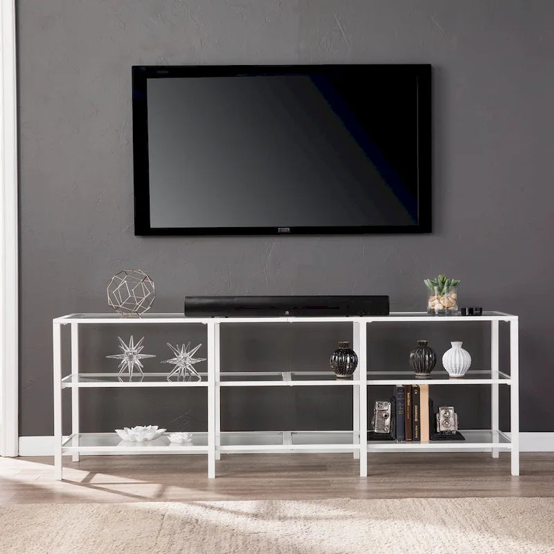 Meuble TV Liberty en métal et verre pour téléviseurs jusqu'à 68 pouces