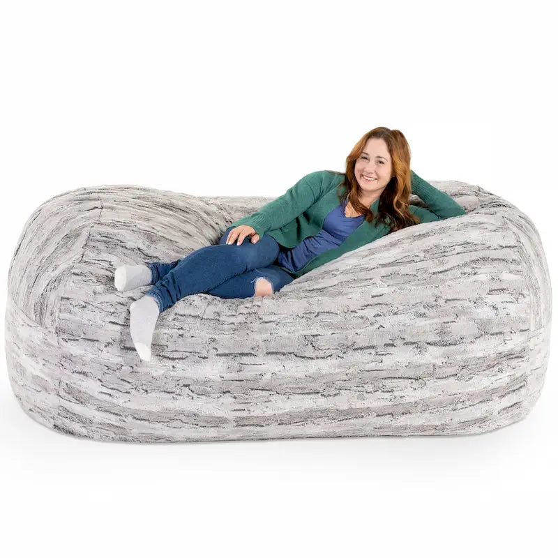 Jaxx Grand Lounger Canapé pouf de 2,1 m pour adultes – Fausse fourrure de luxe