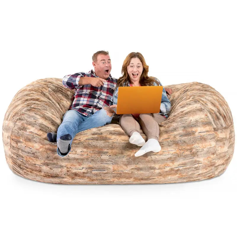 Jaxx Grand Lounger Canapé pouf de 2,1 m pour adultes – Fausse fourrure de luxe