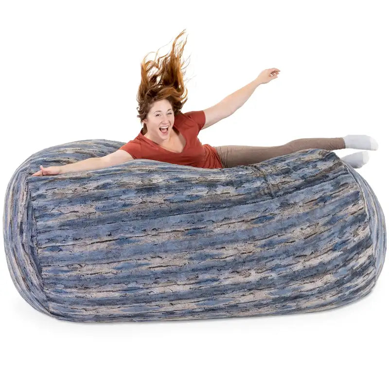 Jaxx Grand Lounger Canapé pouf de 2,1 m pour adultes – Fausse fourrure de luxe