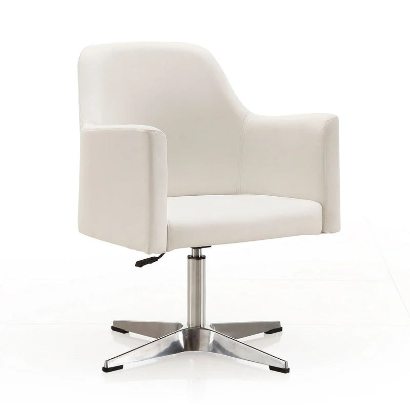 Chaise d'appoint pivotante Pelo en similicuir chromé poli, réglable en hauteur