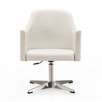 Chaise d'appoint pivotante Pelo en similicuir chromé poli, réglable en hauteur