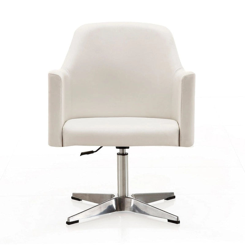 Chaise d'appoint pivotante Pelo en similicuir chromé poli, réglable en hauteur