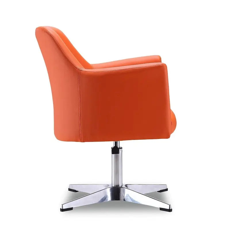 Chaise d'appoint pivotante Pelo en similicuir chromé poli, réglable en hauteur