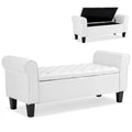 Banc de rangement ottoman en cuir rembourré AVAWING avec accoudoirs