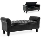 Banc de rangement ottoman en cuir rembourré AVAWING avec accoudoirs
