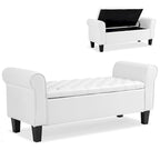 Banc de rangement ottoman en cuir rembourré AVAWING avec accoudoirs