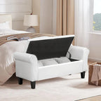 Banc de rangement ottoman en cuir rembourré AVAWING avec accoudoirs