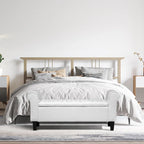 Banc de rangement ottoman en cuir rembourré AVAWING avec accoudoirs