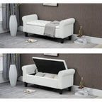 Banc de rangement ottoman en cuir rembourré AVAWING avec accoudoirs