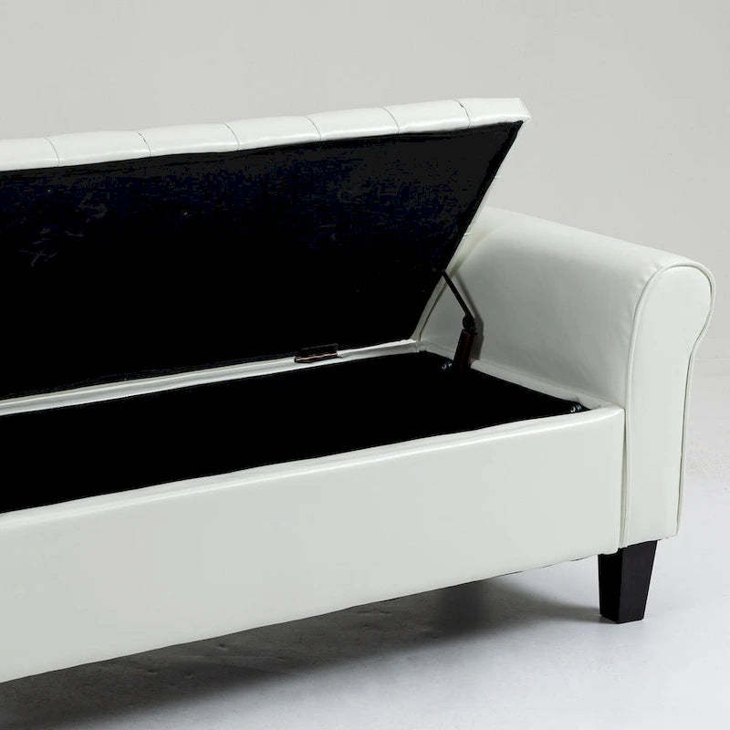 Banc de rangement ottoman en cuir rembourré AVAWING avec accoudoirs