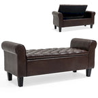 Banc de rangement ottoman en cuir rembourré AVAWING avec accoudoirs